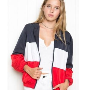 Brandy Melville red white & blue bomber jacket